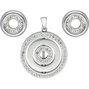 Souprava šperků Doria Set šperků z oceli stříbrný s krystalky K212