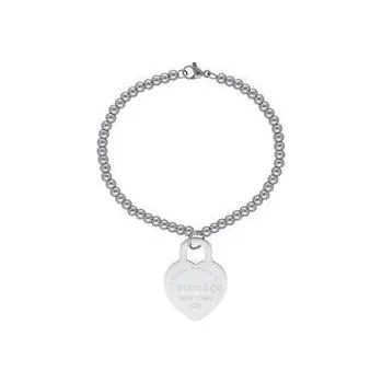 Náramek Doria Náramek stříbrný z ocelových korálků se srdcem N281