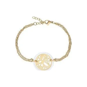 Náramek Doria Náramek zlatý z oceli a keramiky s motýlem N167