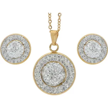 Souprava šperků Doria Set šperků z oceli zlatý s krystalky K164