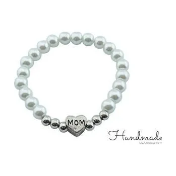 Náramek Doria Náramek z perliček se stříbrným srdcem MAMA H070