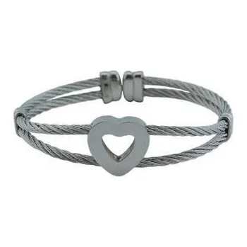 Náramek Doria Náramek stříbrný z lanka se srdcem L159