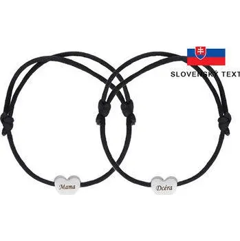 Náramek Doria Náramek MAMA a DCÉRA na šňůrce se srdcem N414