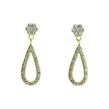 Náušnice Doria Náušnice visací zlaté slzičky s krystalky C066
