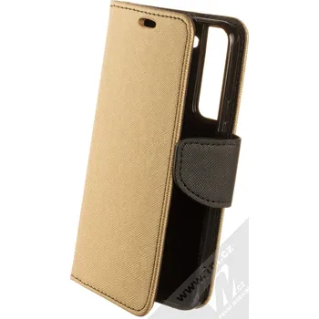Pouzdro na mobilní telefon 1Mcz Fancy Book flipové pouzdro pro Samsung Galaxy S22 5G zlatá černá (gold black)