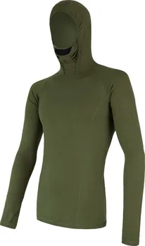 Sensor Merino DF pánské triko dlouhý rukáv s kapucí Safari Green M