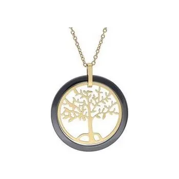 Řetízek Doria Řetízek z oceli STROM ŽIVOTA zlatý / černý I290