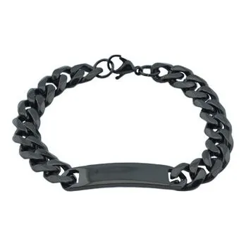 Náramek Doria Pánský náramek s destičkou z oceli černý L387