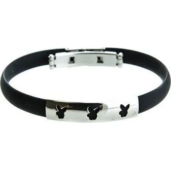 Náramek Doria Náramek PLAYBOY černý z kaučuku a oceli A081