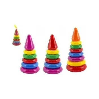 Hračka pro nejmenší Skládanka Pyramida s kroužky plastová malá 18cm