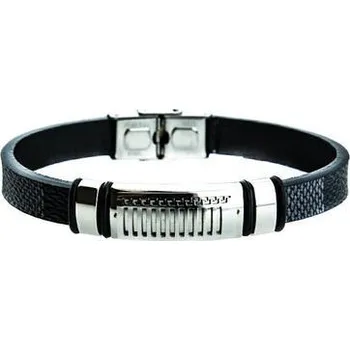 Náramek Doria Náramek černý z kaučuku a chirurgické oceli A110