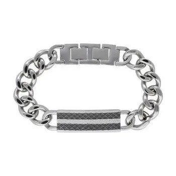 Náramek Doria Náramek s destičkou z oceli stříbrný L401