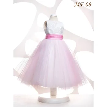 Dívčí šaty Dětské šaty pro družičku, s třpytivou tylovou sukní MF-08 Barva: bílá, Vybraná velikost: velikost 80