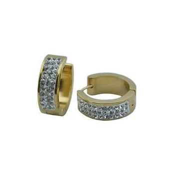 Náušnice Doria Náušnice kruhy zlaté z oceli s krystalky J087