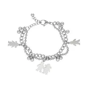 Náramek Doria Náramek stříbrný z oceli s přívěsky L266