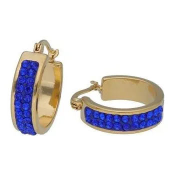 Náušnice Doria Náušnice kruhy zlaté s modrými krystalky J160