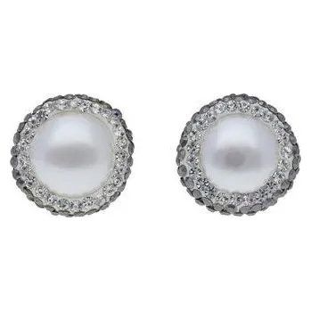 Náušnice Doria Náušnice z oceli perličky s krystalky J007