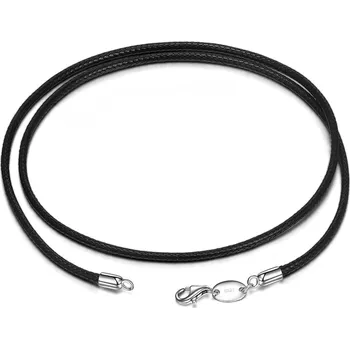 Řetízek Olivie Černá šňůrka 49cm se zapínáním 5845 Ag 925; ≤2,5 g.