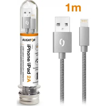 Datový kabel Datový kabel ALIGATOR TUBA 2A, iPhone lightning, šedá