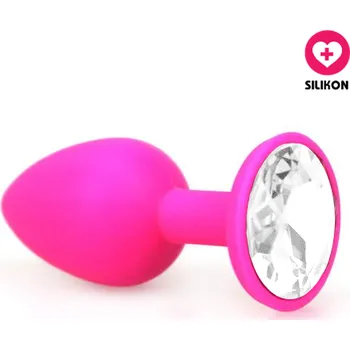 VšeNaSex.cz Silikonový anální kolík Small Diamond růžový (čirý kamínek)