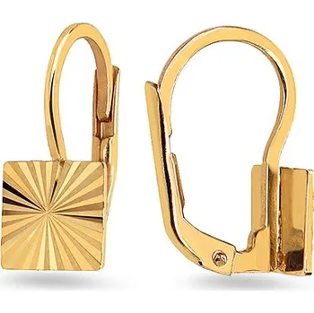 Náušnice Zlaté náušnice čtverečky s gravírem IZ25824K + dárkové balení LUXUS zdarma