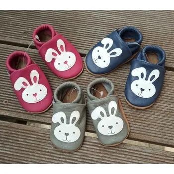 Capáčky AFELO Kožené capáčky - ZAJÍČEK na modré 2-3 roky