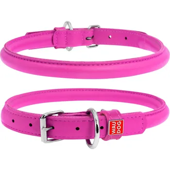 Obojek pro psa WAU DOG Kulatý kožený obojek růžový Obvod krku: 17-20cm, šířka obojku: 6mm