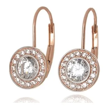 Šperk Náušnice z červeného zlata s čirými zirkony NA0917F + DÁREK ZDARMA