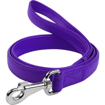 Vodítko pro psa WAU DOG Ploché kožené vodítko fialové barvy 122cm Šířka: 18 mm