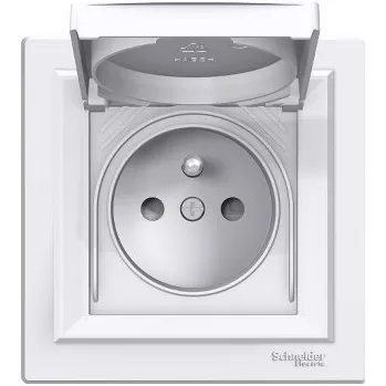 Elektrická zásuvka ASFORA Zásuvka 2P+PE 250V 16A, clonky, IP44, bílá SCHNEIDER EPH2800621