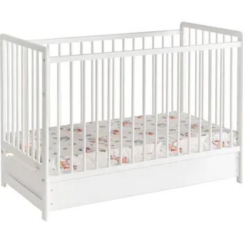 Postel Dětská Postýlka Cypi Ii Plus Zásuvka + Materace Bílý