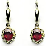 Zlaté náušnice, přírodní rubín, žluté zlato, NK 1140/20