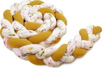 Příslušenství pro dětskou postel a kolébku T-TOMI Pletený mantinel 180 cm Mustard/Flowers