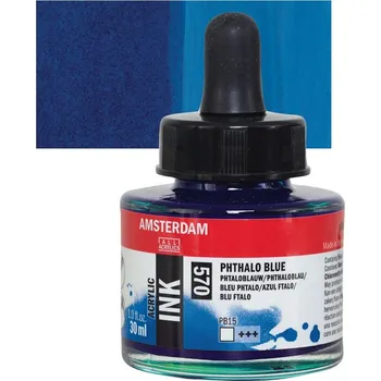 Speciální výtvarná barva AMSTERDAM Acrylic Ink 30ml, 570 phthalo blue
