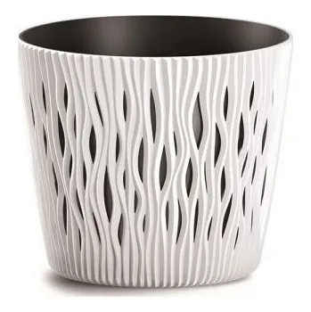 Květináč Květináč s vkladem Sandy Round bílý, varianta 22,5 cm