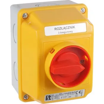 vypínač LK32R/2.8211 OB2 Z červená 32 A (0-1) v krytu SPAMEL S321203