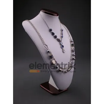 Šperkovnice Stojan, stojánek, dekolt na šperky výška 36cm bílá kůže (D01)