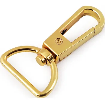 Kovová karabina otočná, průvlek 20 mm, barva 4 žluté zlato