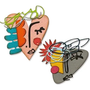 Řezačka papíru Sizzix Abstraktní tvář - vyřezávací kovové šablony Thinlits (19ks)