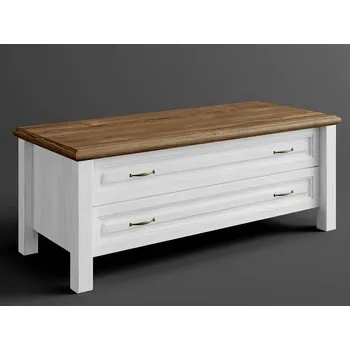 Obývací stěna Rustikální TV stolek MERINA z masivu se šuplíky Barevné provedení: Tmavě hnědá 22-25