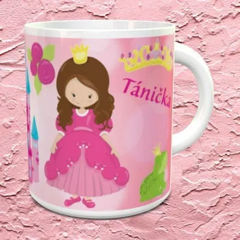 Hrnek se jménem Princezny se zámkem černý vnitřek a ucho (+25 Kč) Keramický hrnek