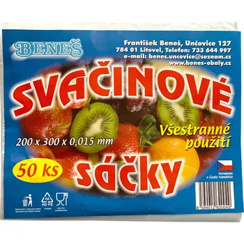 Sáček na potraviny Beneš 4001 Sáčky svačinové 200 x 300 mm, 50 ks