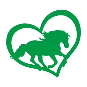 Samolepící dekorace SAMOLEPKA Kůň 087 pravá v srdíčku (12 - zelená) NA AUTO, NÁLEPKA, FÓLIE, POLEP, TUNING, VLASTNÍ TEXT, TISK, AUTOSAMOLEPKY.cz, POLEPY, OBRÁZEK, LOGO, SAMOLEPKY