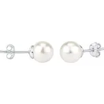 Stříbrné náušnice pecky s bílou perlou Swarovski® Crystals VSW044LPS