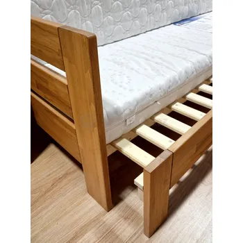 Postel Dřevěná postel FLAVIO DUO z bukového, jasanového nebo dubového masivu výrobce světspánku.cz. Dostupná ve všech rozměrech, včetně atypických. L-pravé-200x90, olej Světlý, jádrový buk