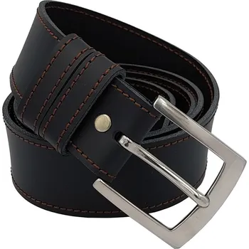 Opasek opaskujse Kožený opasek basic, černá kůže, hnědé prošití, spona nerezová Délka opasku: 120 cm