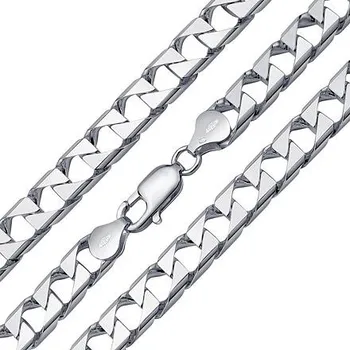 Šperk Masivní stříbrný řetízek SQUARE CURB Pancr 8 mm - rhodiovaný varianta 60 cm TTTSQ80-60 cm