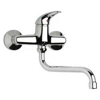 Vodovodní baterie GUGLIELMI - Itálie | GEOS GS 5700S páková nástěnná umyvadlová nebo dřezová s ramínkem S (vodovodní baterie) - CHROM GS5700S