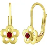 Zlaté náušnice se syntetickým rubínem SILVEGOBGR70164