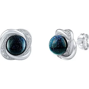 Náušnice Stříbrné náušnice Ariel se slunečním kamenem a Brilliance Zirconia JST14738EBG